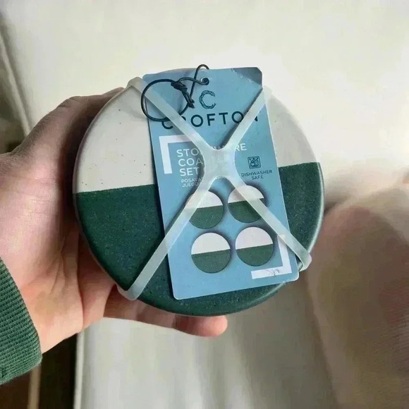 Crofton Stoneware Coasters set of 4 Aldi Ceramic Two-tone modern abstract - Picture 2 of 3